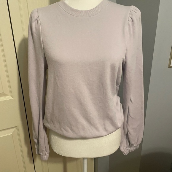 Nation LTD Daryl Violet long sleeve fleece puff shoulder sweatshirt - Picture 2 of 10
